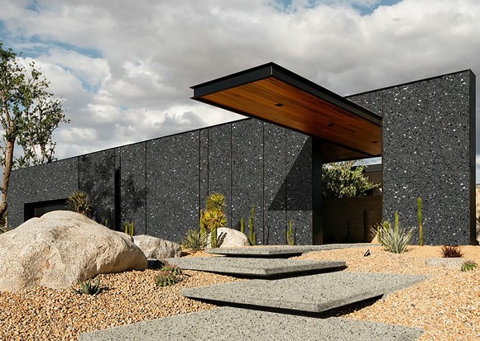 black terrazzo tile polish outdoor
