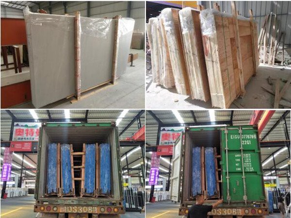 green marble  slab packing loading