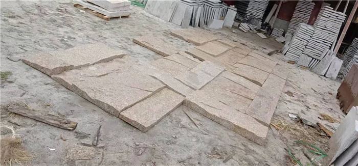 yellow stone wall  for outdoor