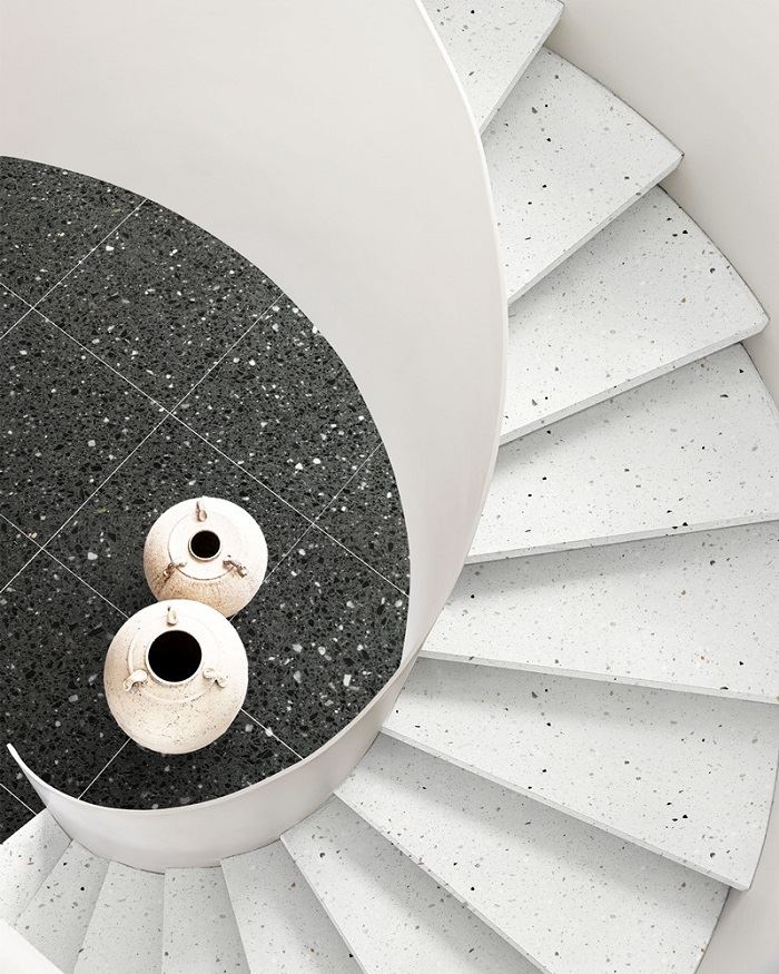 white terrazzo slabs stair