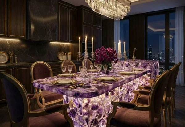 Amethyst Purple Gemstone Bar top