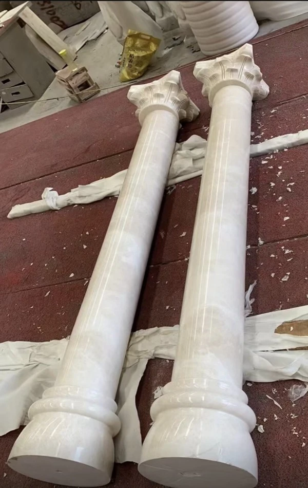 solid beige marble columns